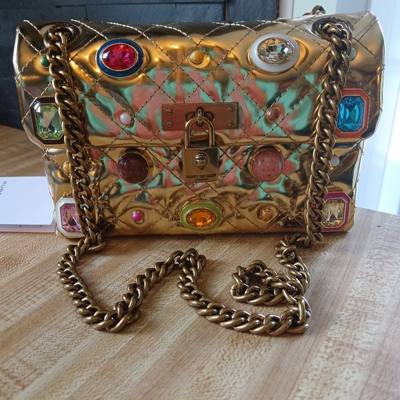 Kurt Geiger Gold Crossbody Bag with Jewel Accents - Picture 12 of 12